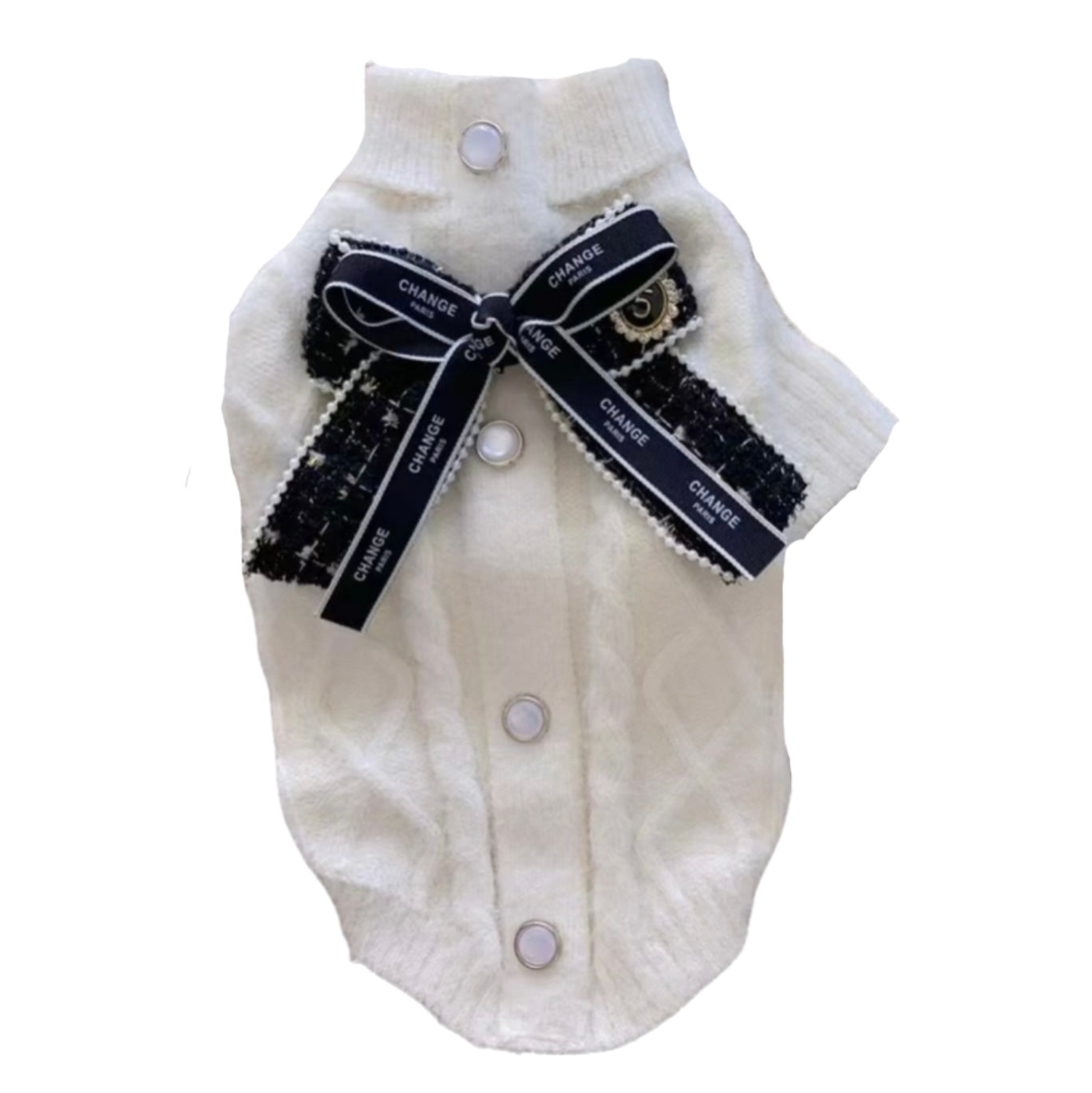 high neck bow sweater